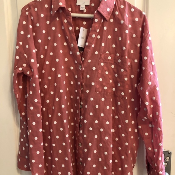 JJill Rose Polka Dot Shirt - long sleeved, cotton, button up shirt. - Picture 3 of 4